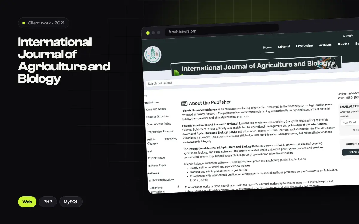 International Journal of Agriculture and Biology project thumbnail